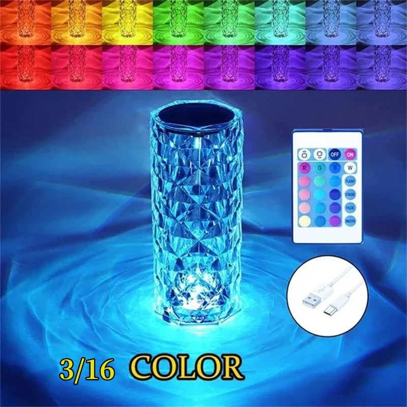 3/16 Colors LED Crystal Table Lamp