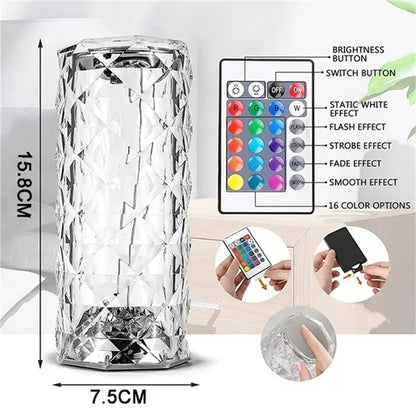 3/16 Colors LED Crystal Table Lamp